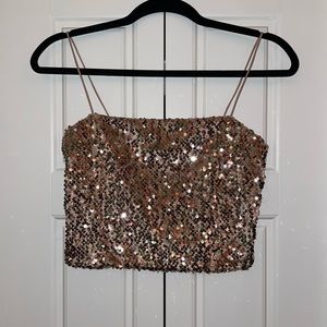 Sparkly gold crop top